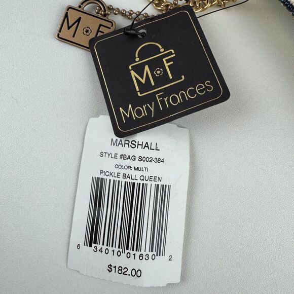 Mary Frances Pickle Ball Queen Crossbody Purse Bag Beaded Sparkle Crown NEW - Picture 10 of 12